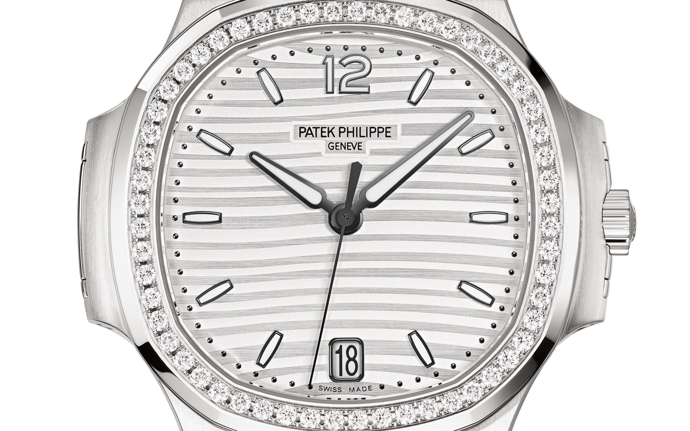 Nautilus Ladies Automatic Watch, Stainless Steel and Diamonds, 35, 2mm, Ref# 7118/1200A-010