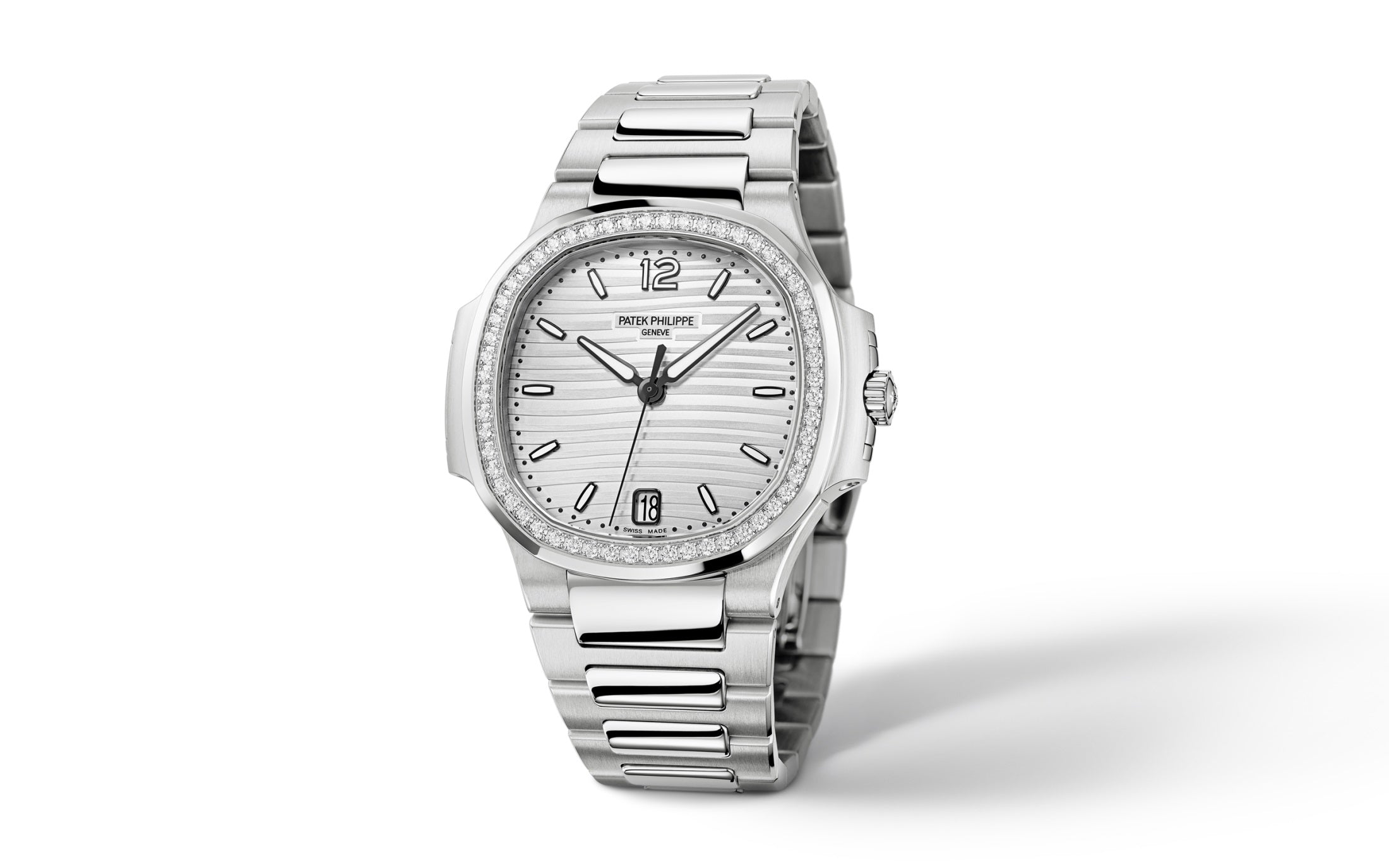 Nautilus Ladies Automatic Watch, Stainless Steel and Diamonds, 35, 2mm, Ref# 7118/1200A-010