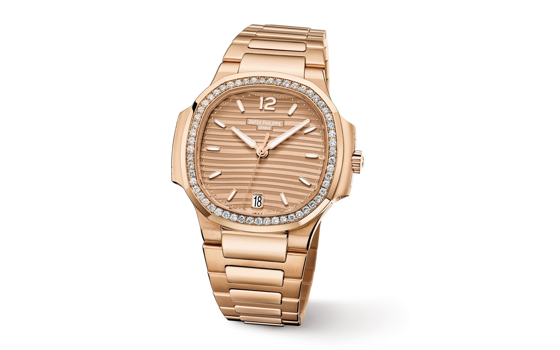 Nautilus Ladies Automatic Watch, 18k Rose Gold and Diamonds, 35, 2mm, Ref# 7118/1200R-010