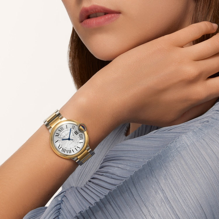Unworn Ballon Bleu, Stainless Steel and 18k Yellow Gold, 36mm, Ladies, Ref# W2BB0038, box and papers