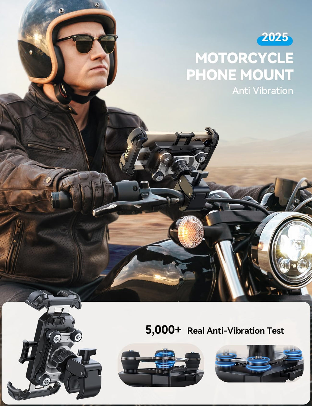 All-Metal Dual-Dampener Motorcycle Phone Mount - image 6
