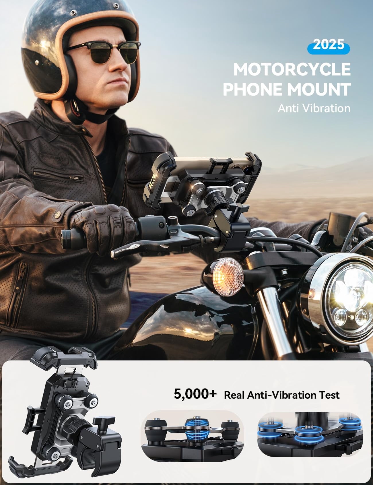 All-Metal Dual-Dampener Motorcycle Phone Mount - image 6