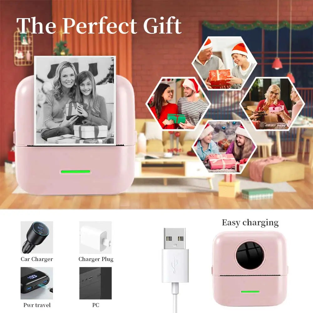 Mini Portable Pocket Thermal Label Printer Wireless Interface Fast IOS Android Home