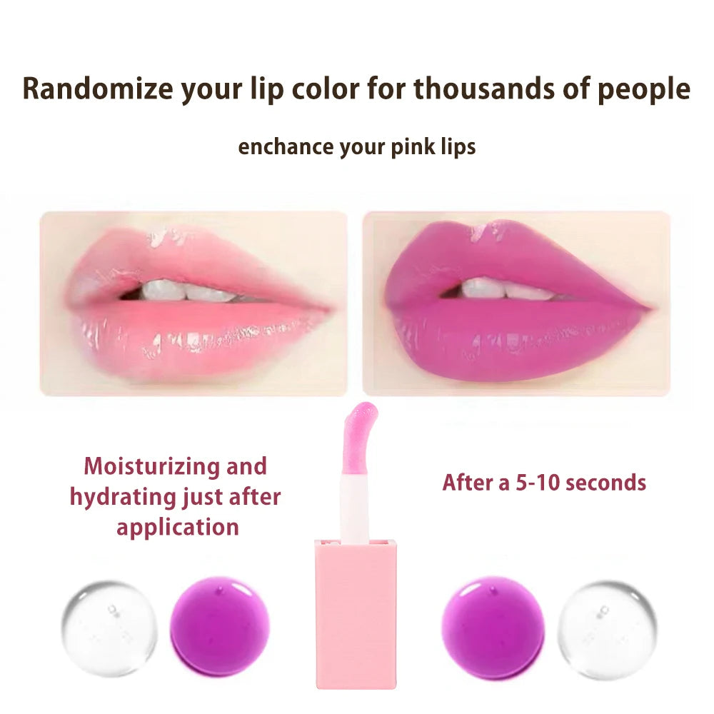 Print Own You Color Changing PH Tinted Lip Gloss Vegan Lip Oil Tint Stain Glaze Hydrating