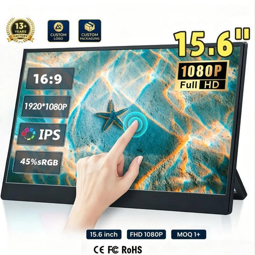 Portable Monitor for Laptop 15.6 Inch FHD 1080P IPS Touch Screen with Stand 180 Degrees