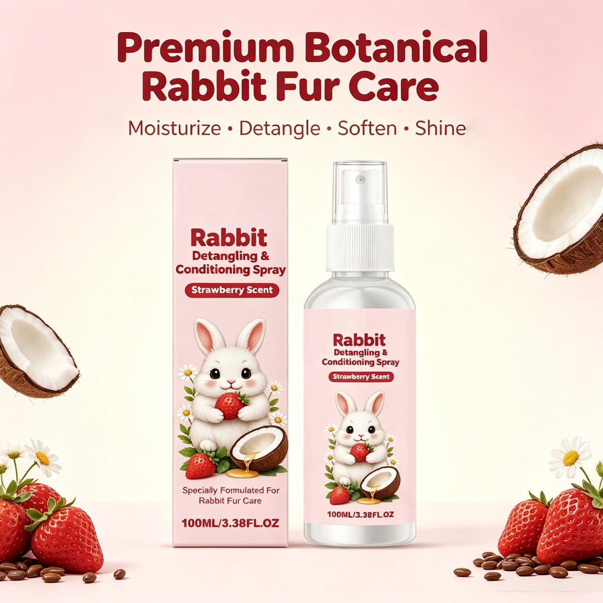 Premium Rabbit Fur Detangling Spray Botanical Moisturizing PET Cleaning and Grooming