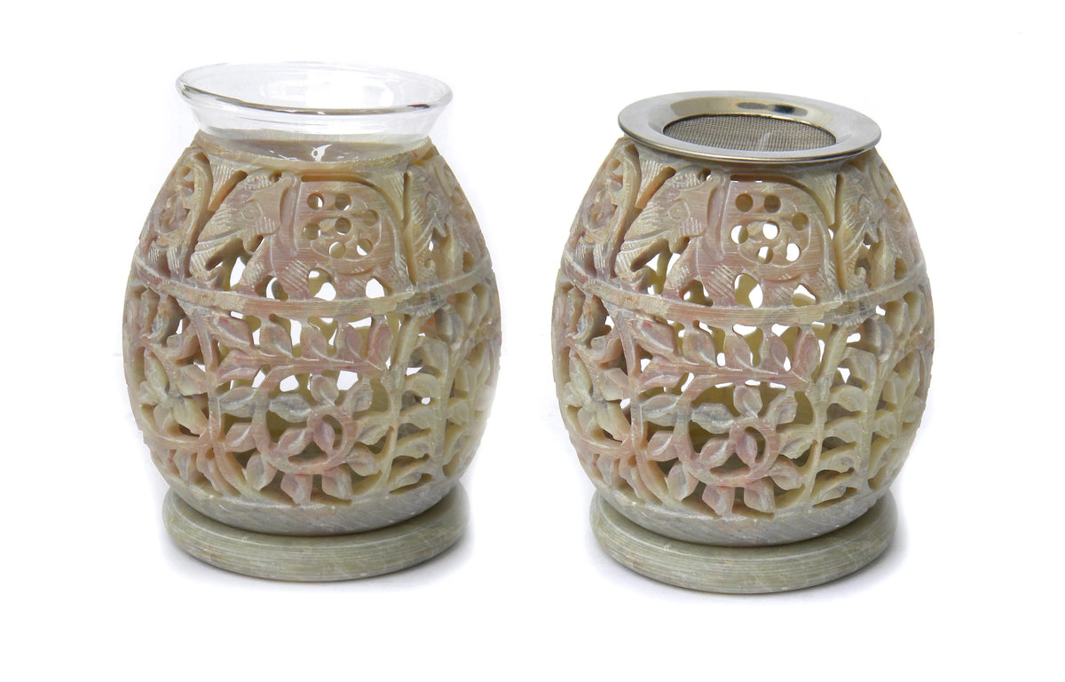 Handcrafted White Alabaster Stone Oil Burner Lamp, Non-Electric - image 4
