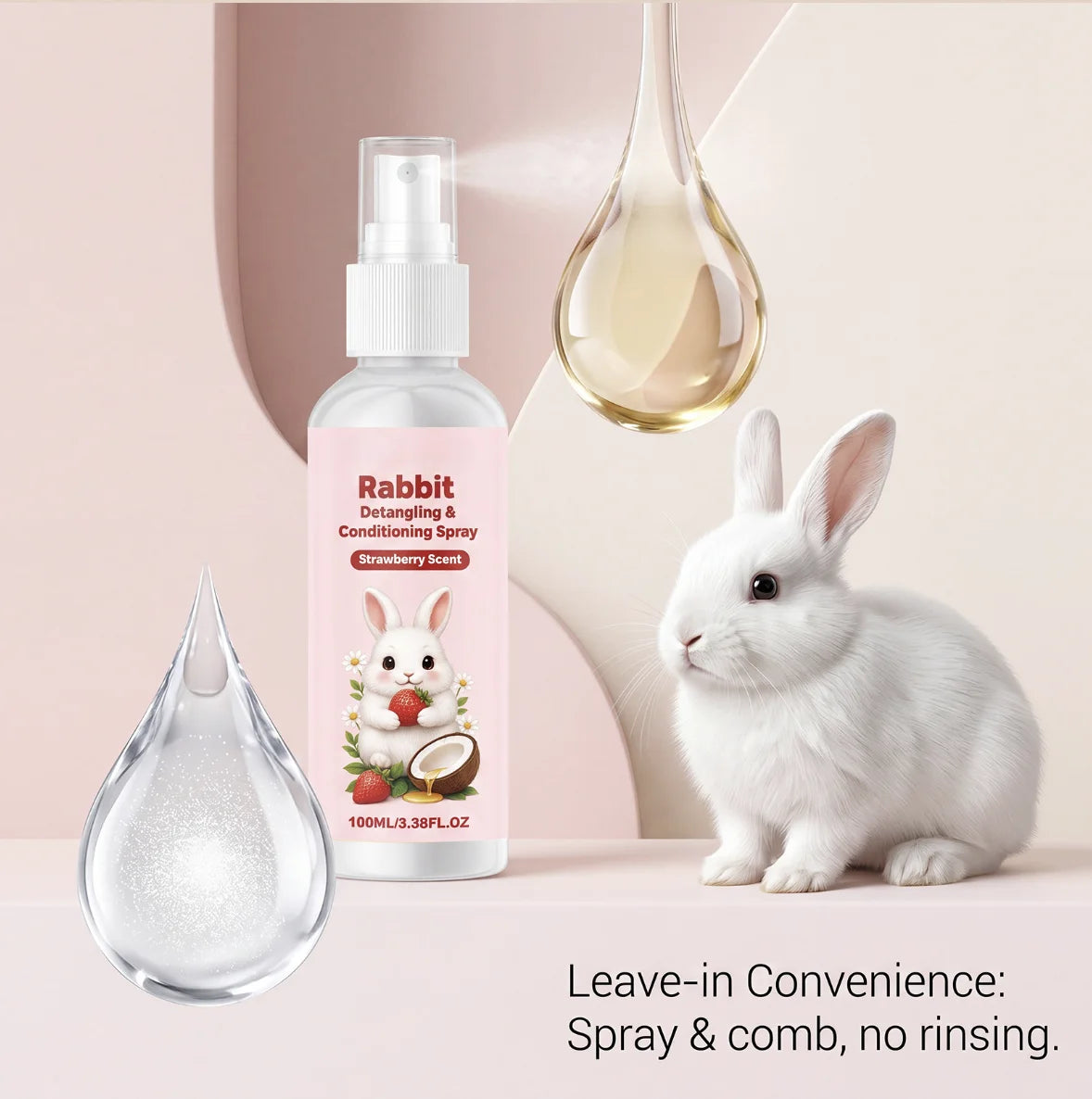 Premium Rabbit Fur Detangling Spray Botanical Moisturizing PET Cleaning and Grooming