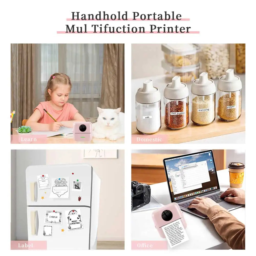 Mini Portable Pocket Thermal Label Printer Wireless Interface Fast IOS Android Home