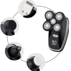 Bald Head Shaver 5 in 1 Electric Shaver Kit Waterproof Cordless Beard Floating Blades Razor Rotary Men Electric Shaver
