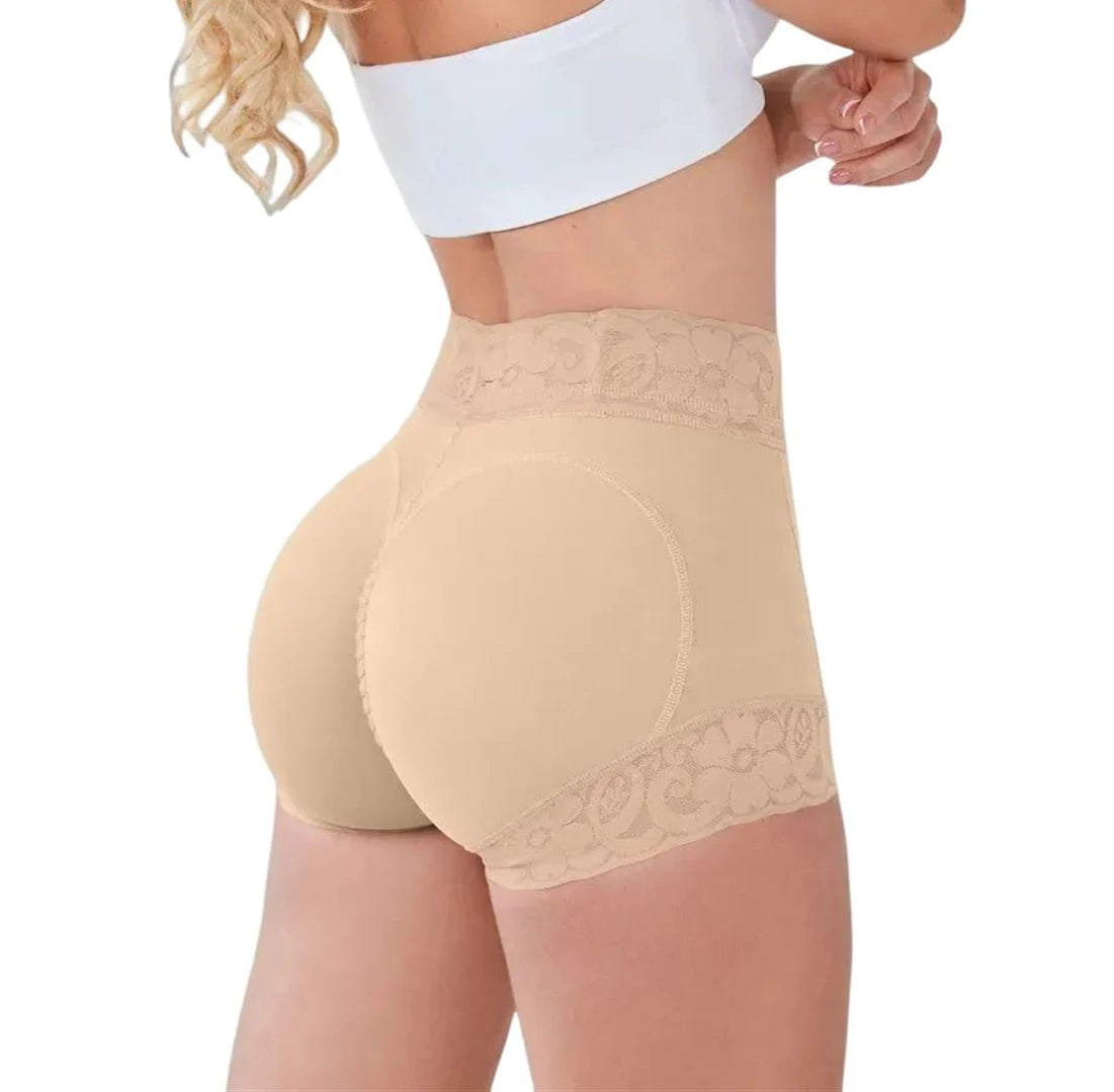 Faja-Style Butt Lifter Shapewear Shorts with Lace, XS–3XL