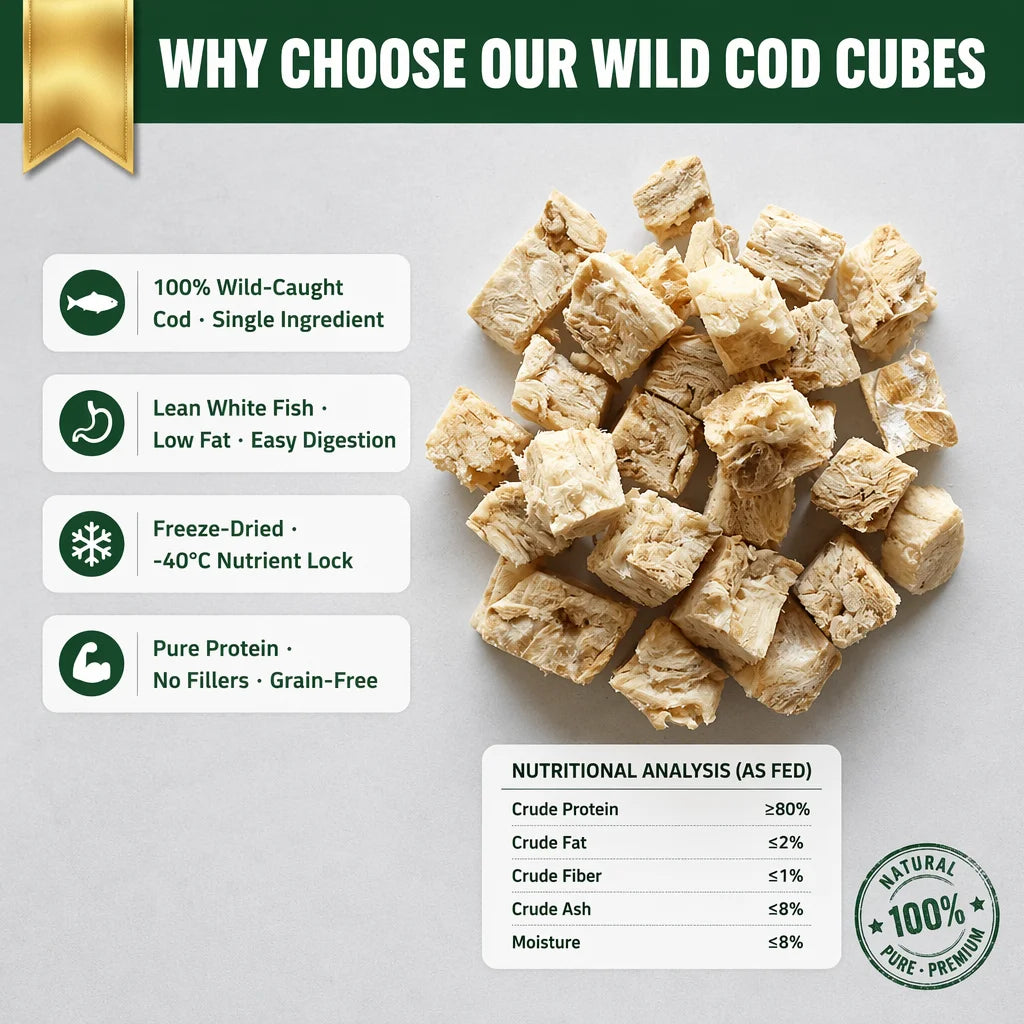 Eco-friendly Freeze-Dried Salmon Cube High-Protein PET Food Treats for Small Senior Dogs