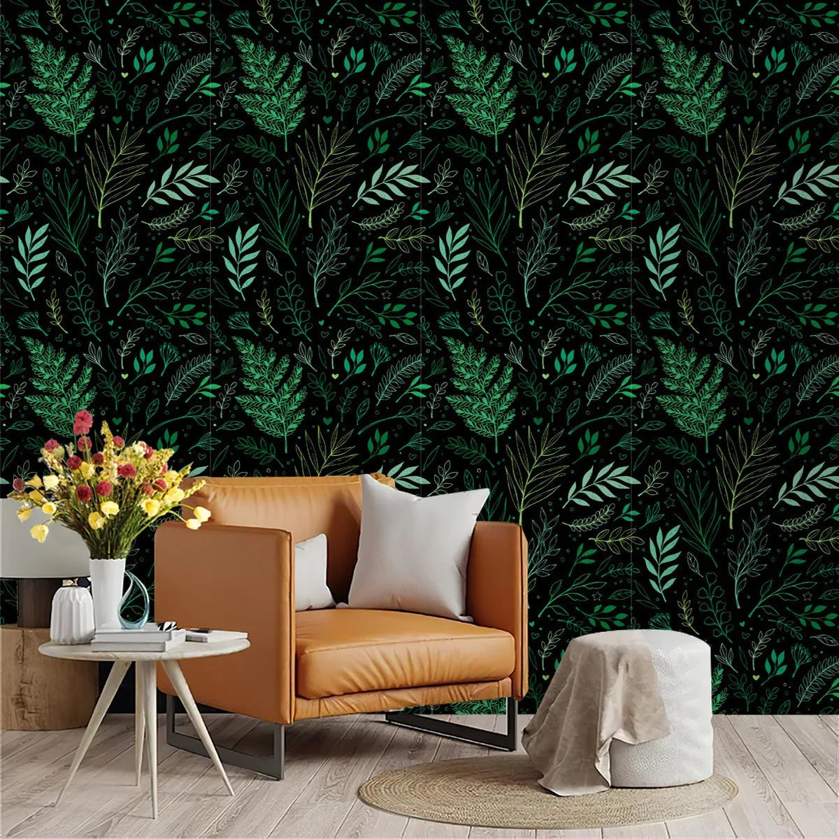 Wild Leaf Pattern Self-Adhesive PVC Wall Sticker, Waterproof - image 9