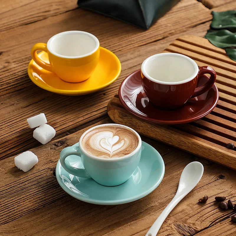 Porcelain Espresso Cups 75ml Mini Demitasse Coffee Mugs, Small Ceramic Shot Glasses