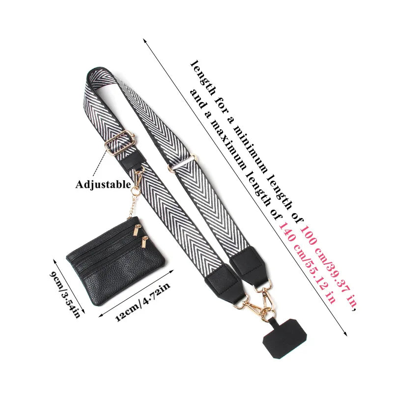 Phone Crossbody Strap Coin Purse Hand Detachable Phone Pad Wide Shoulder Strap Lanyard