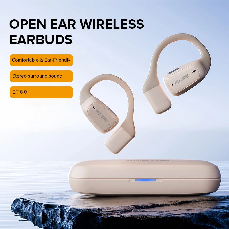 Open Ear Clip on Earbuds with Long Battery Life Earhook Earphones Wireless Open Ear