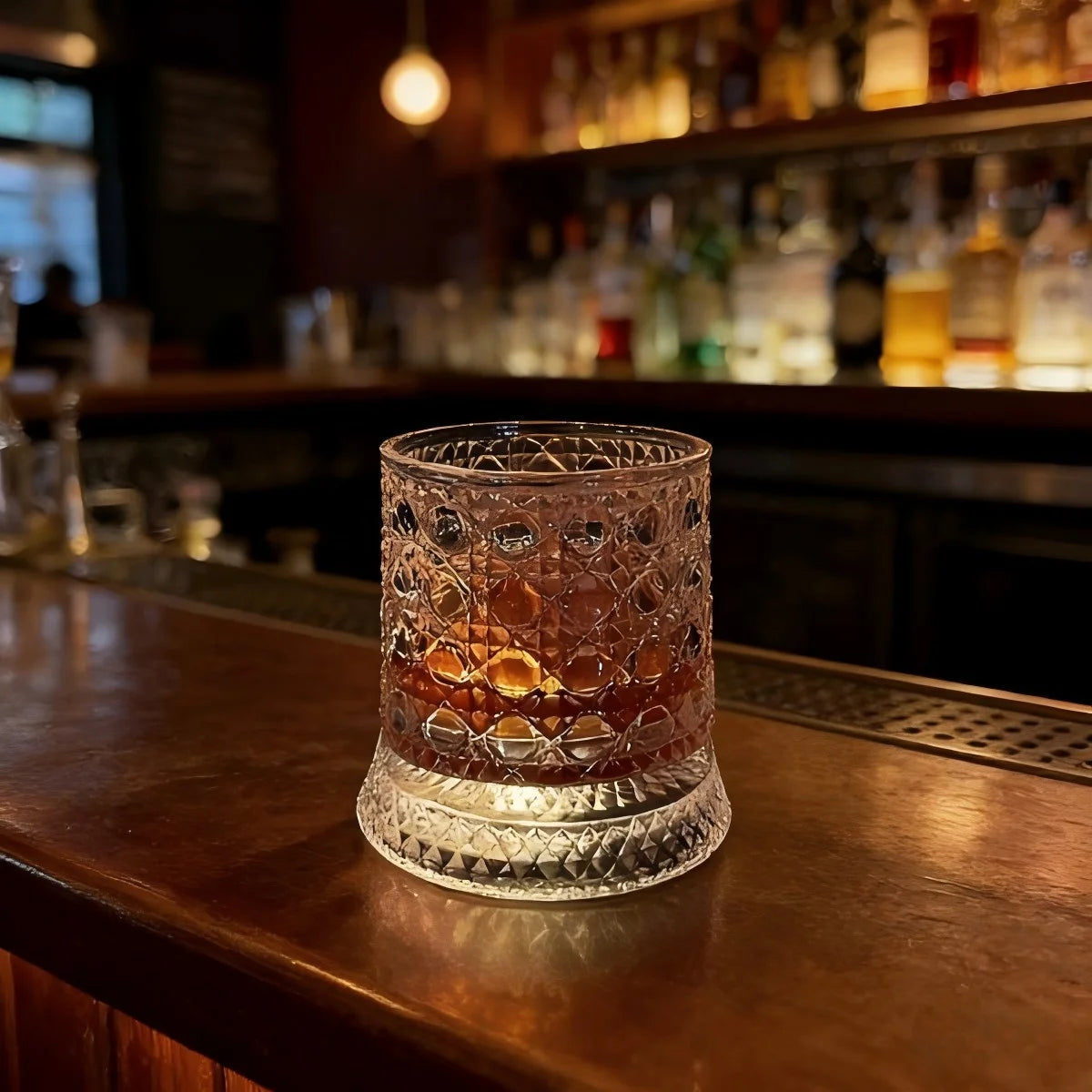 360 Degree Spinning Whiskey Glass with Colorful LED Light Up Base for KTV Bar Home Decor