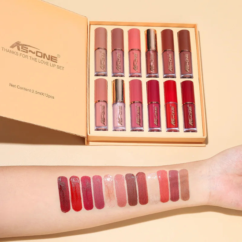 12-Color Matte and Pearl Lip Glaze Set in Book-Style Case - image 6