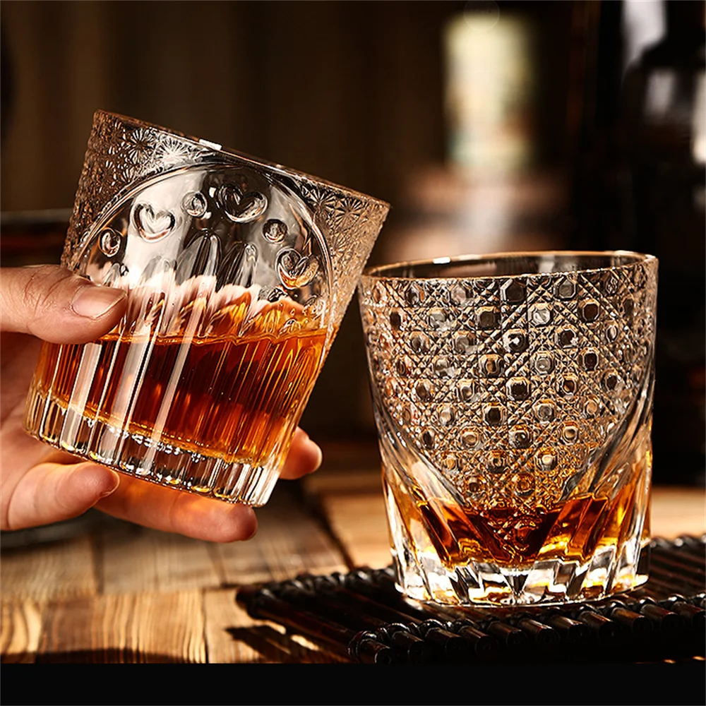 Old Fashioned Crystal Glasses Lead-Free Irregular Shot Glass Liquor Vodka Bourbon Whisky