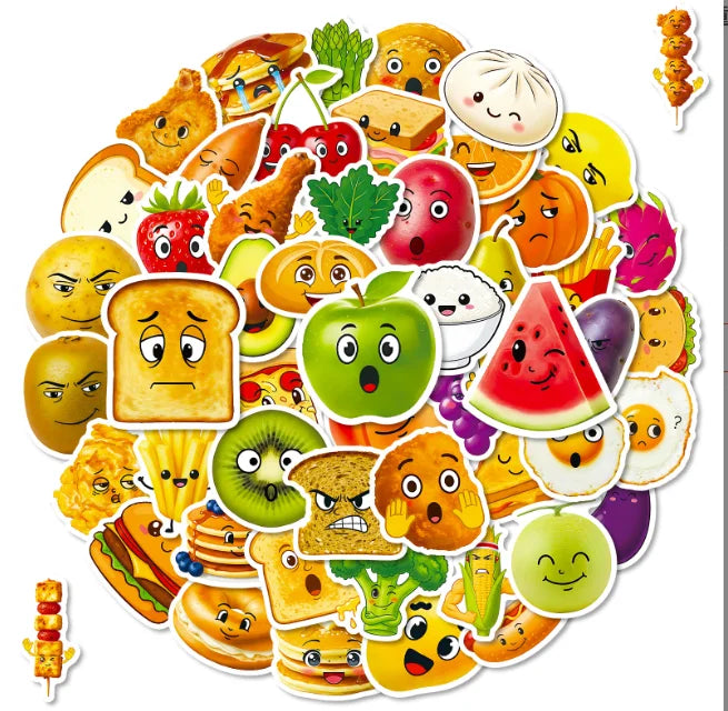 New 56pcs Fruit Vegetable Food Personalized DIY Stickers Kids Funny Planner Phone