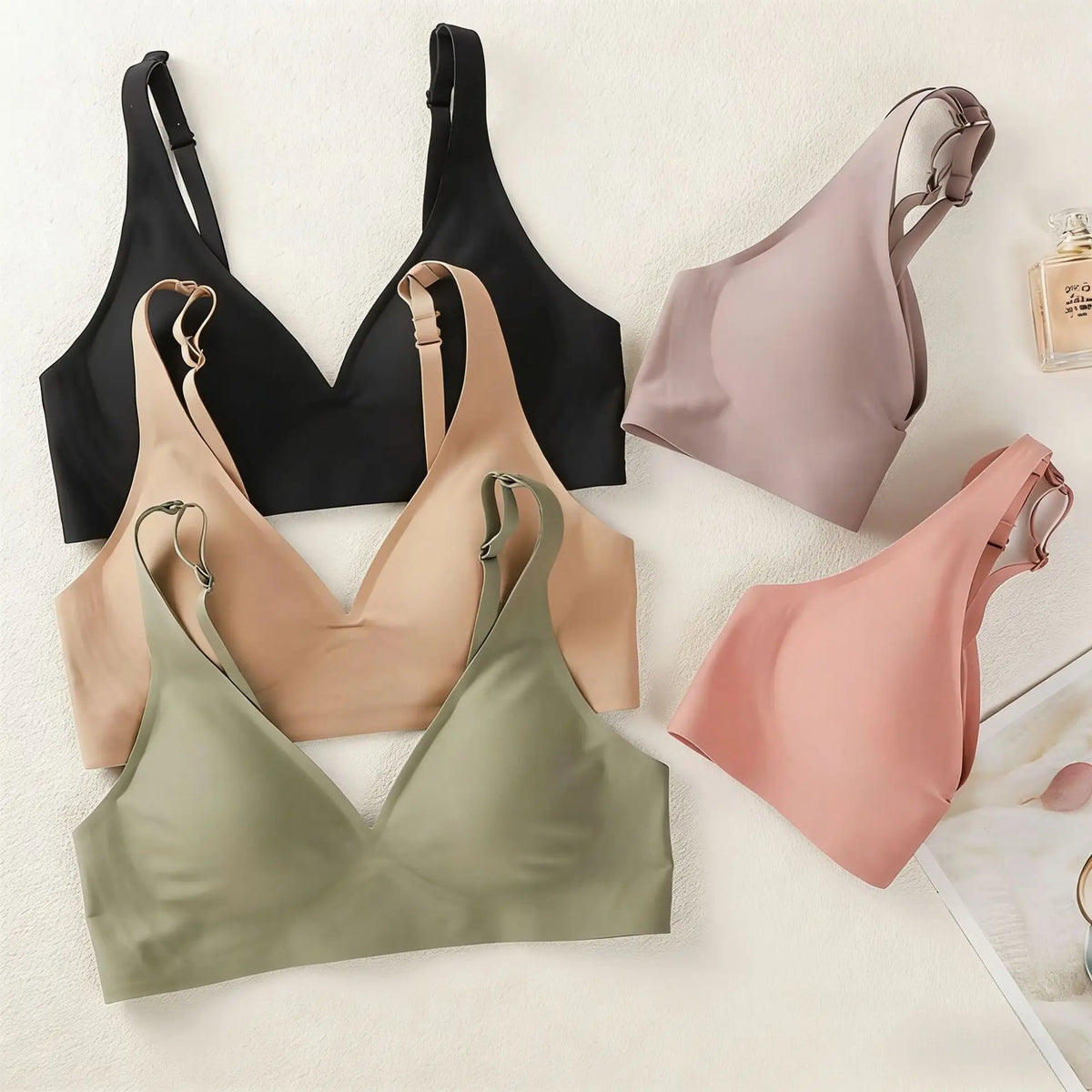 Dropping Shipping Viral Jelly Seamless V-deep Bra for Women Gathering Wireless Low-Cut