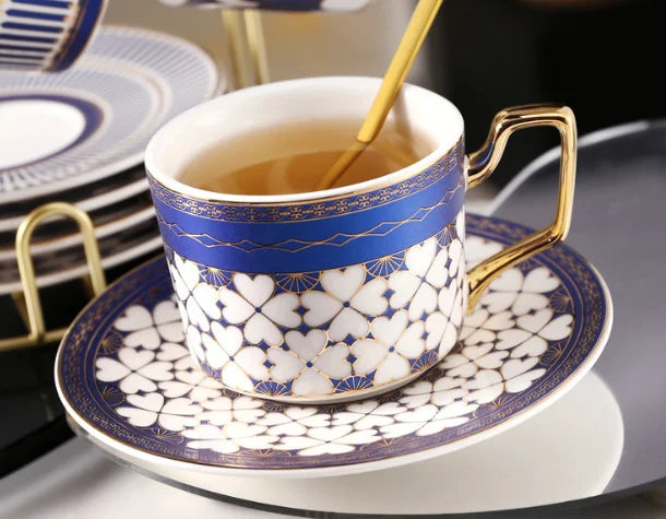 Gold Rim European Ceramic Coffee Cup and Saucer, 200 ml, Gift Box - image 3