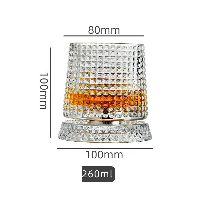260 ml Diamond-Cut Spinning Whiskey Tumbler, Lead-Free Glass - image 5