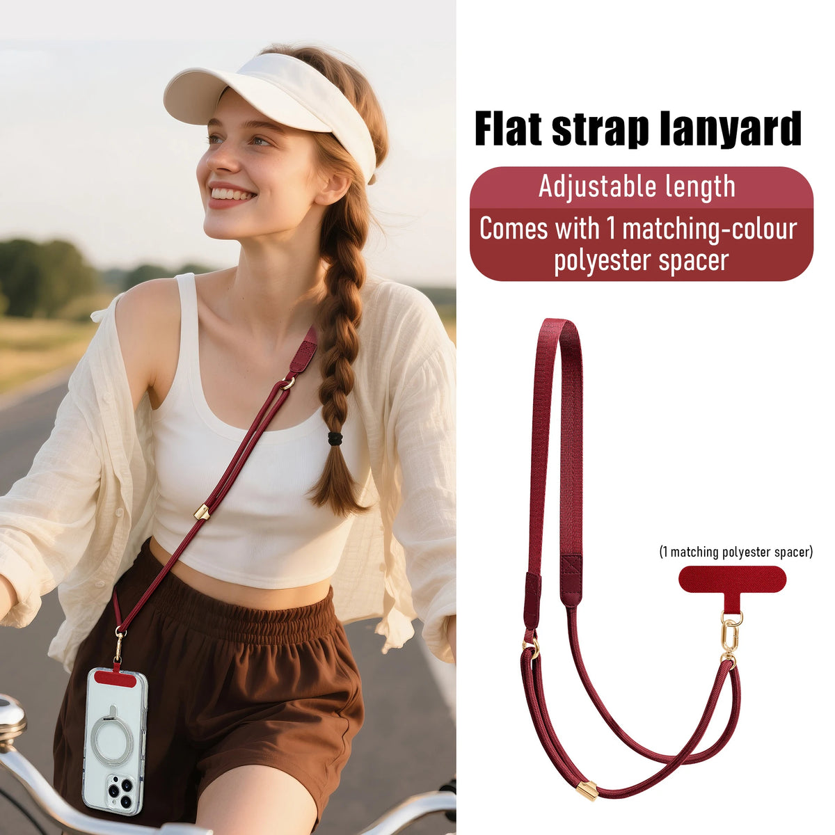 Braided Nylon Neck or Crossbody Lanyard for Phone and ID, 130 cm - image 9
