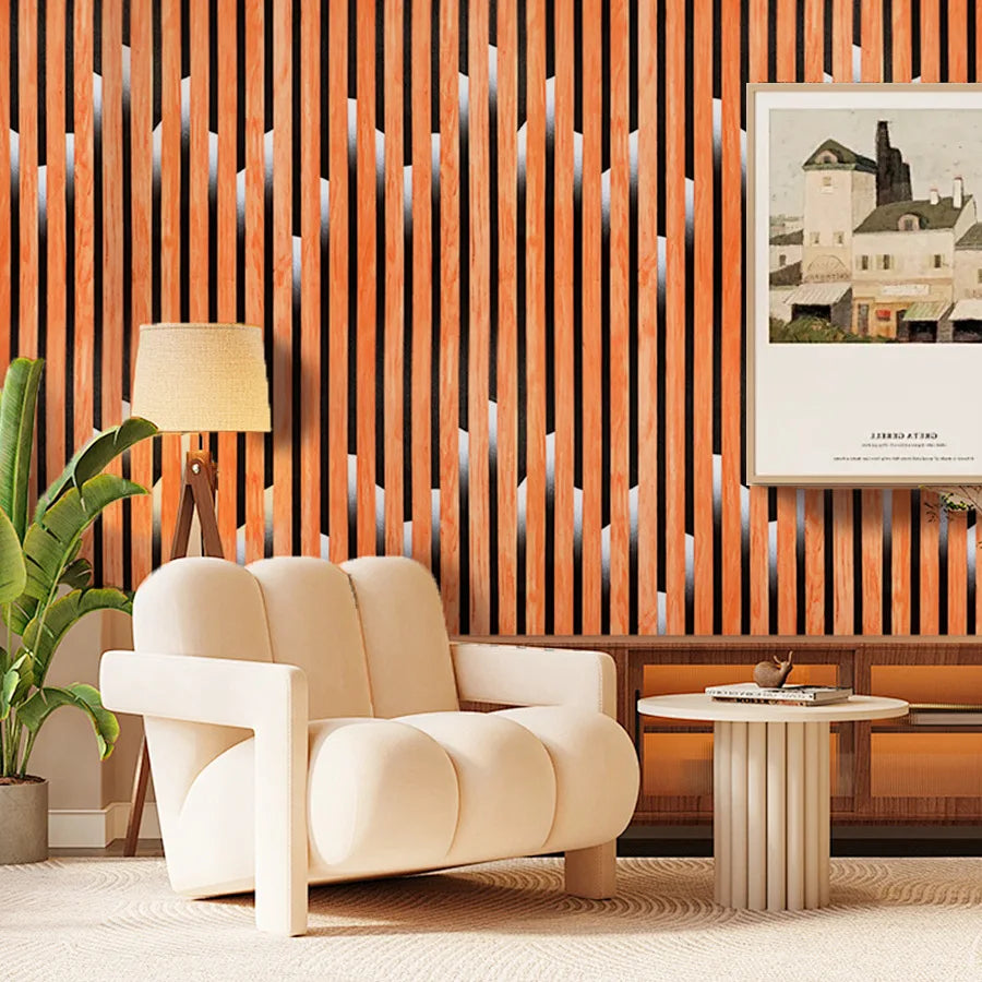 Faux Wood Grain Grille Self-Adhesive Wall Panel, 45 cm x 5 m, 3 mm - image 4