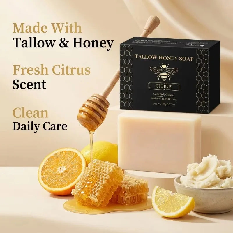 Beef Tallow and Raw Honey Soap Bar, Lavender, Citrus or Unscented - image 4