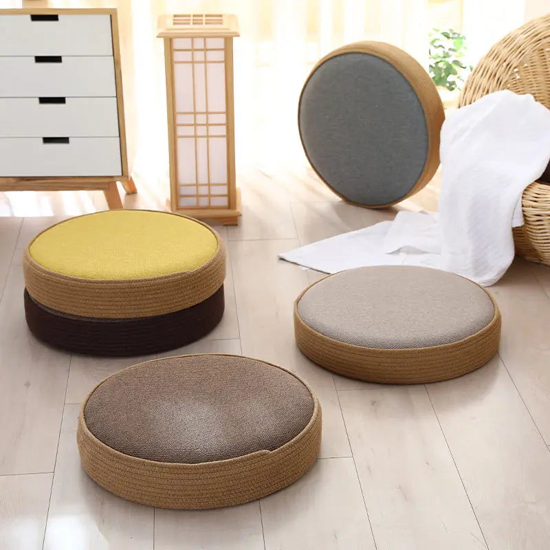 Round Soft Futon Japanese Tatami Mat All-Season Office Chair Pad Home Floor Futon Tatami