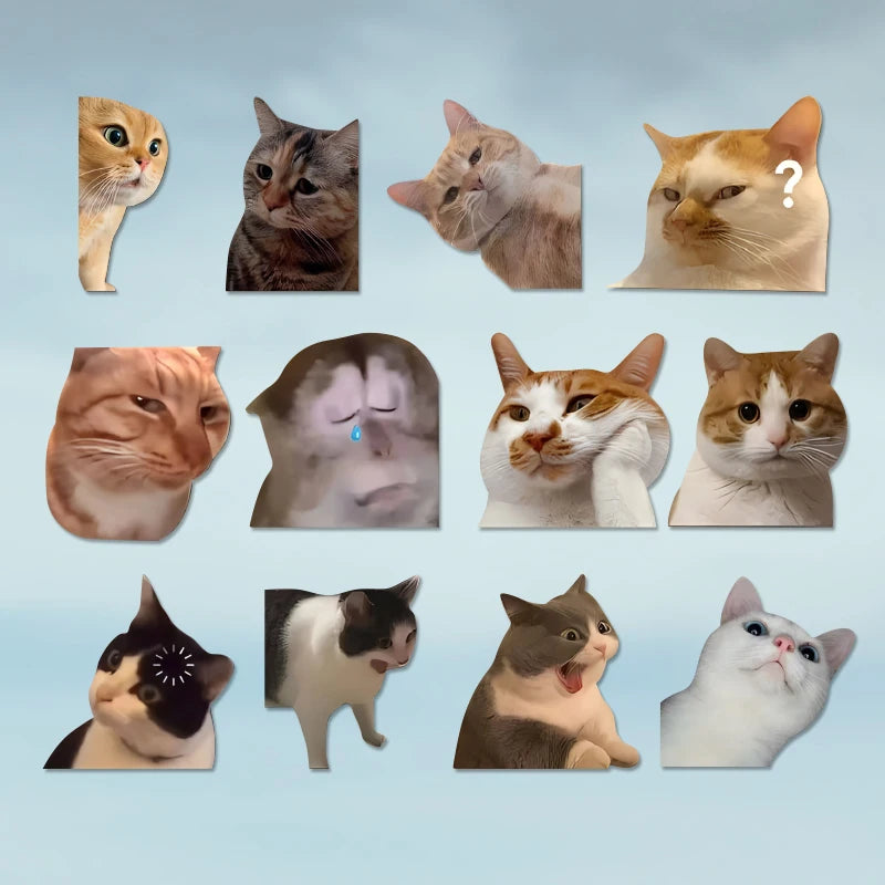Reusable PVC Funny Meme Cat Stickers for Luggage and Cars, 10 cm - image 3