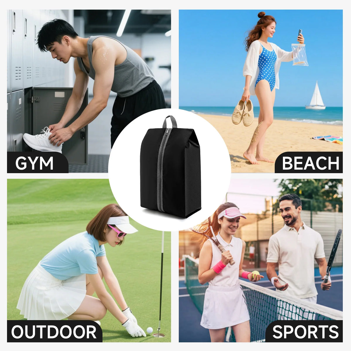 Reflective Zippered Sneaker Bag for Travel, Lightweight 48 g - image 5