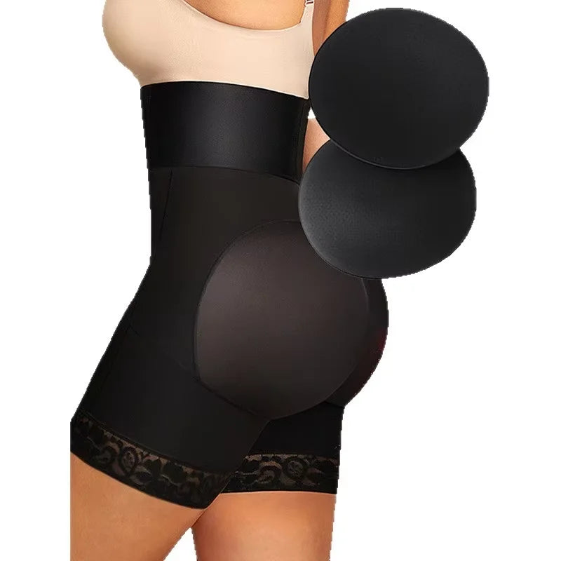 High-Waist Butt Lifter Shorts with 3-Row Hooks and Removable Pads - image 4
