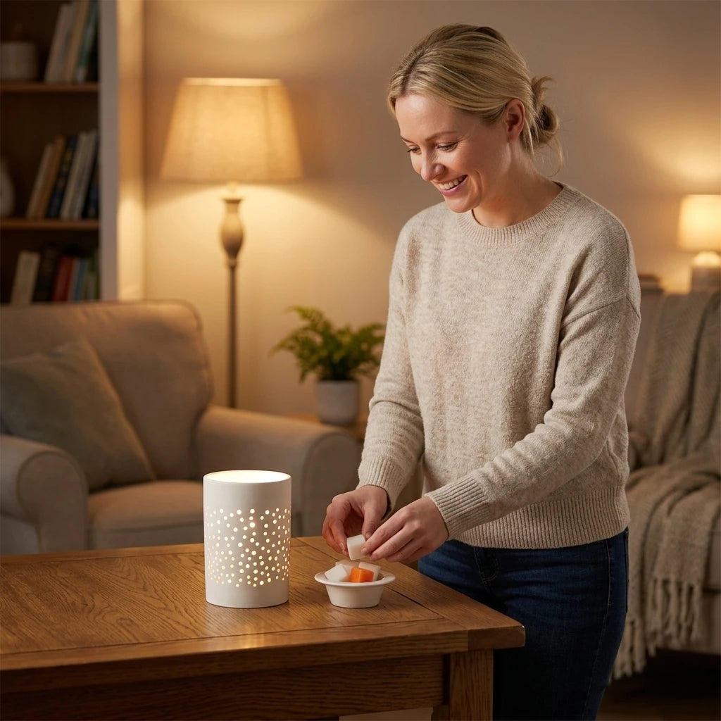 Fluted Ceramic Candle and Tart Warmer with Adjustable Brightness - image 4