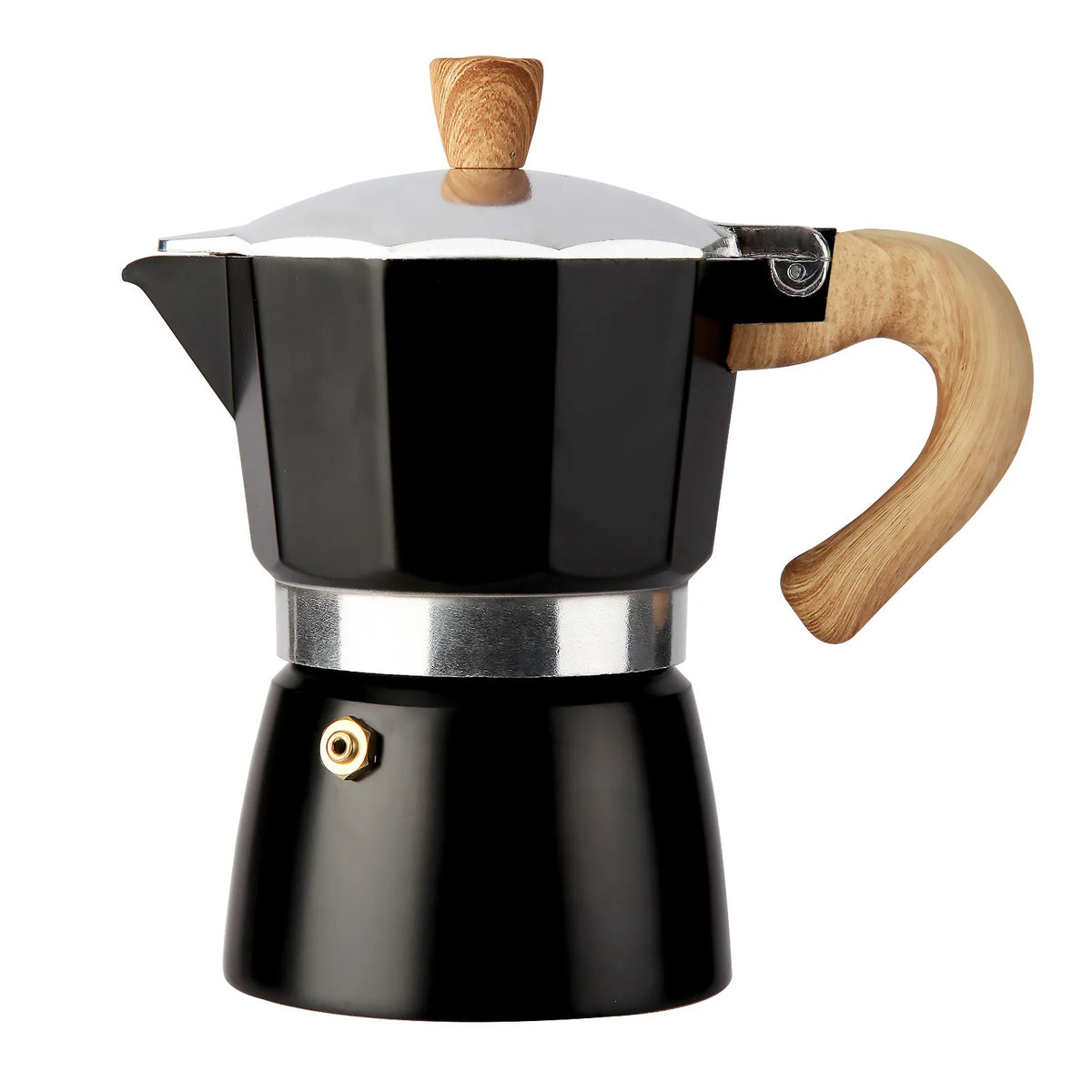 Polygon Aluminum Moka Pot with Wooden Handle for Espresso - image 2