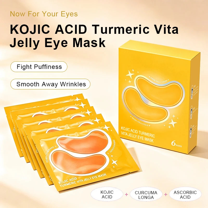 Brightening Eye Patches Breathable Vitamin C Under Eye Patches Orange-Yellow Color Jelly
