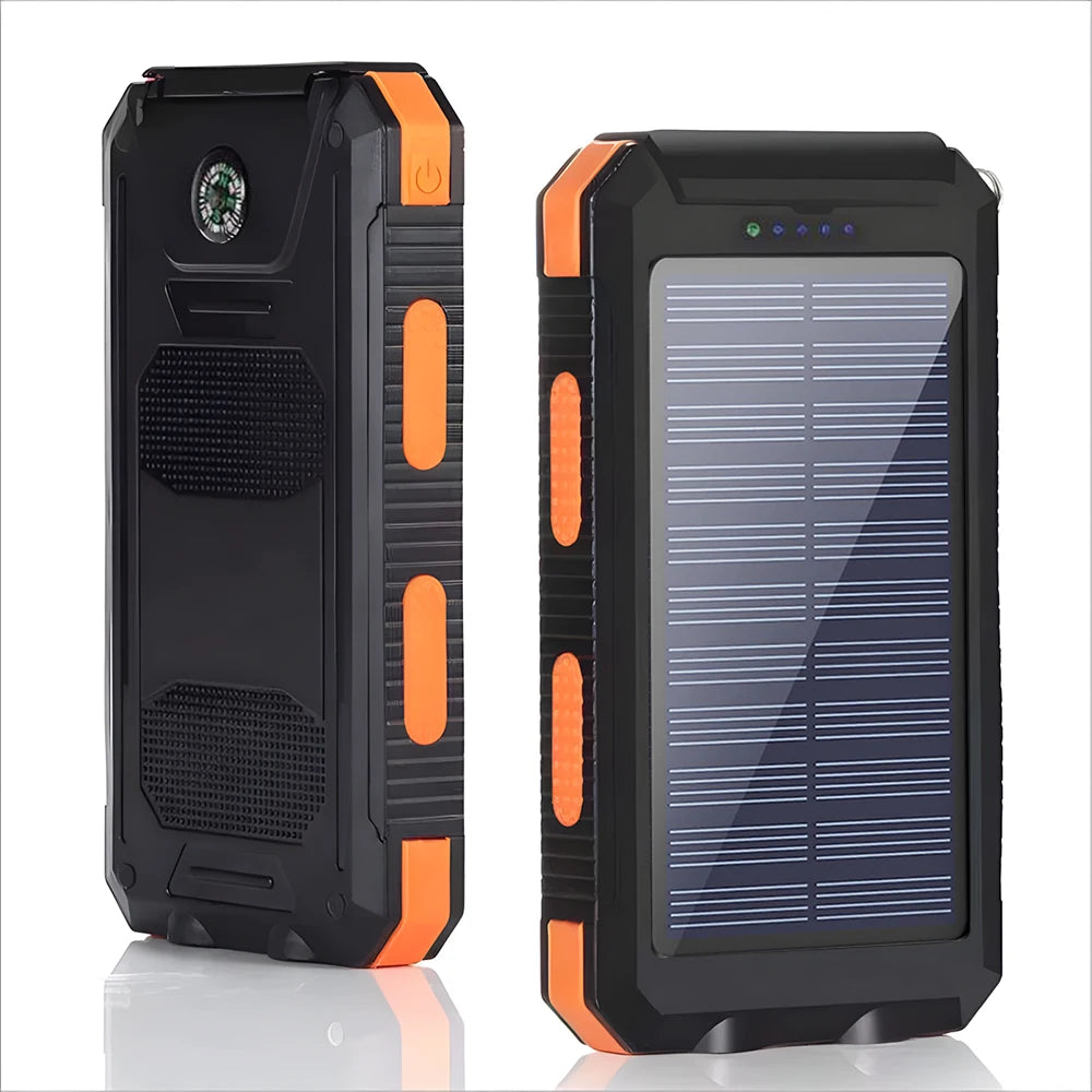 20,000mAh Solar Power Bank with Dual USB, Charges 2 Devices
