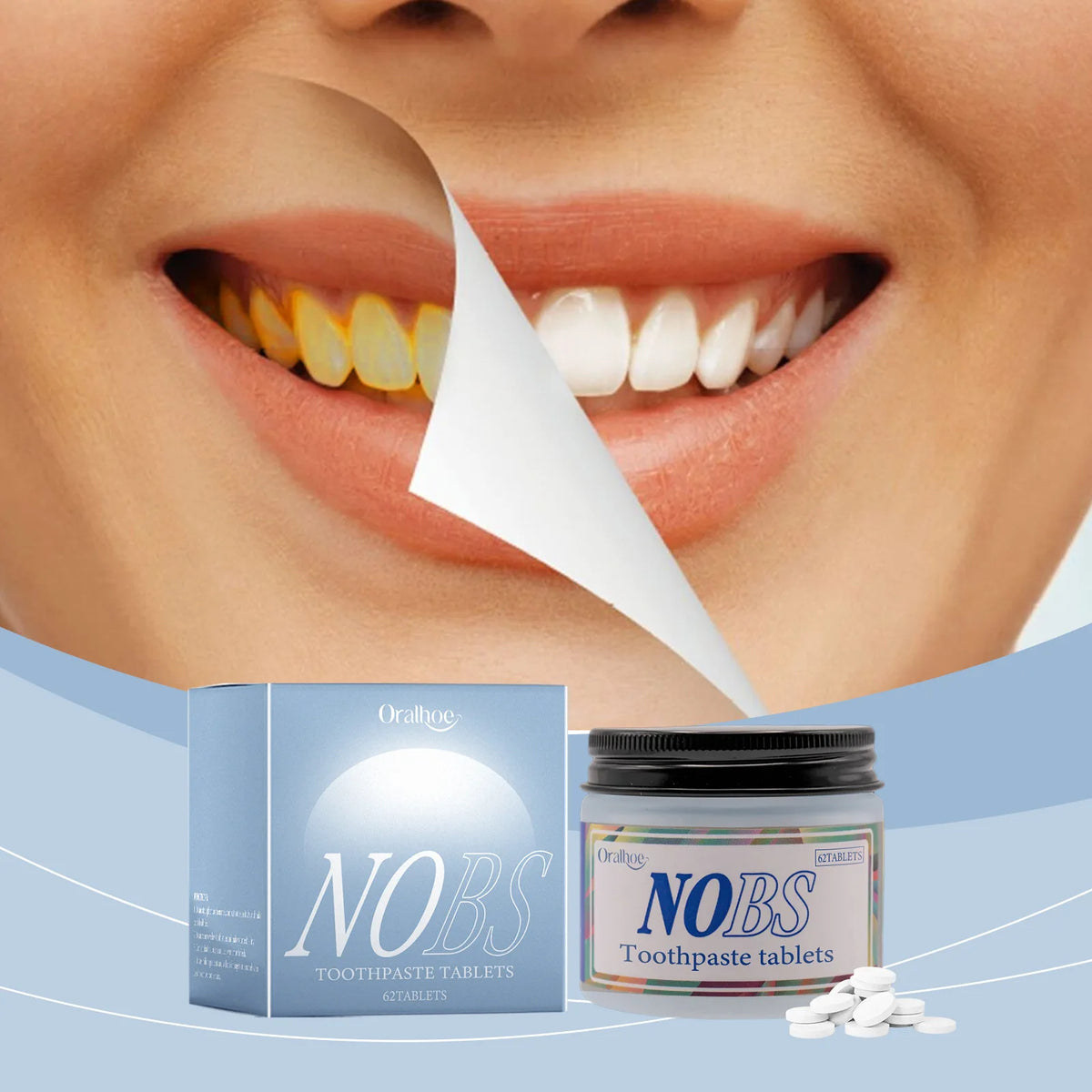 Natural Herbal Chewable Toothpaste Tablets with Nano Hydroxyapatite NHA Home Use