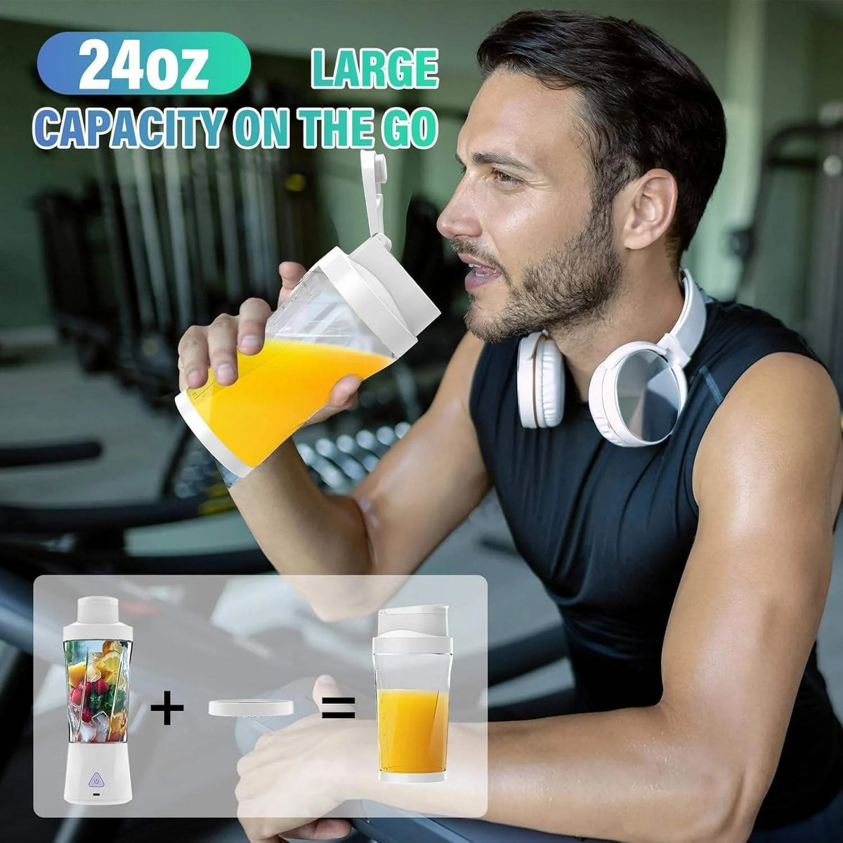 Rechargeable Blender Juice Cup for Fresh Fruit Drinks, 600 ml - image 6