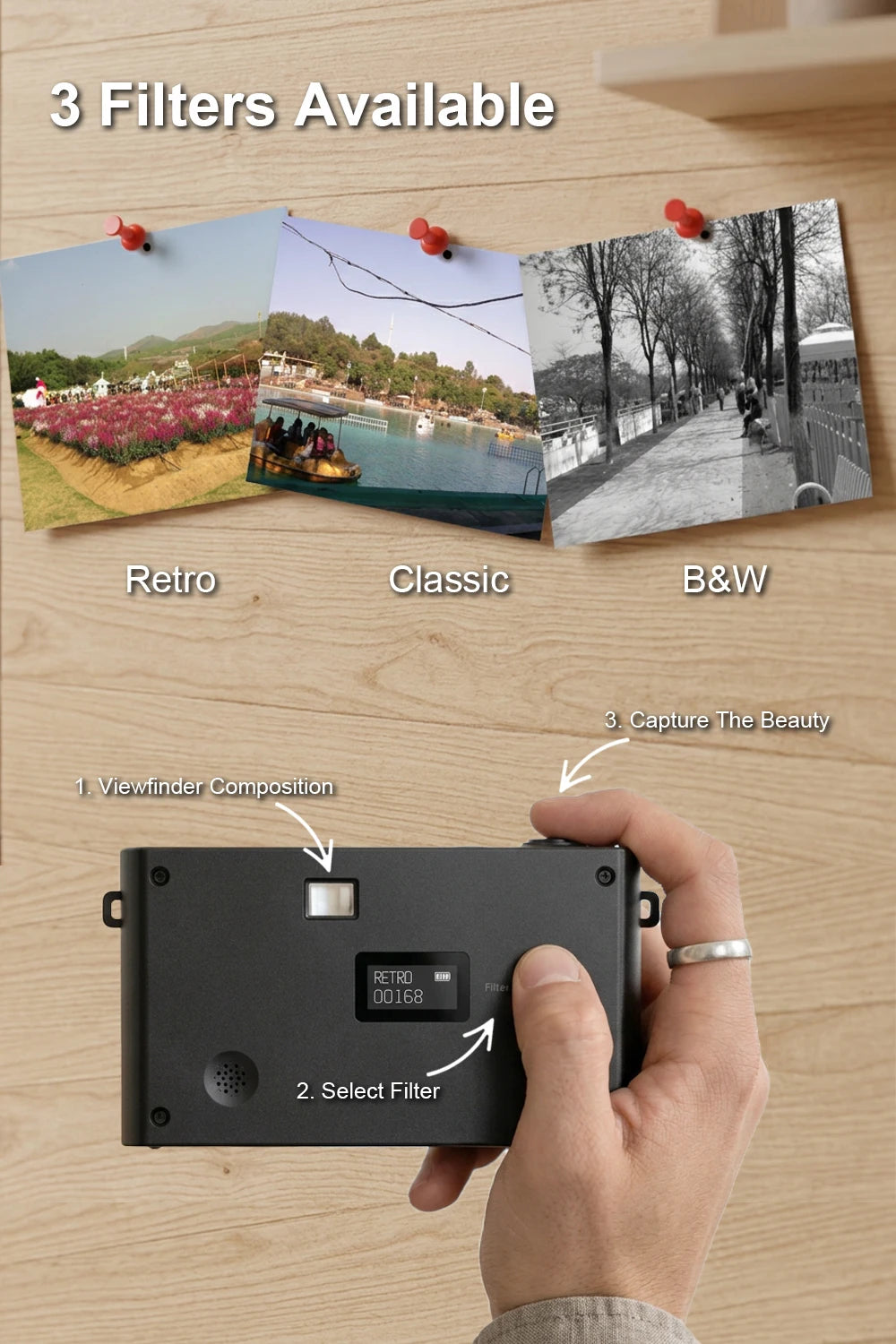 8MP Vintage Film-Style Screenless Camera with LED Flash - image 5