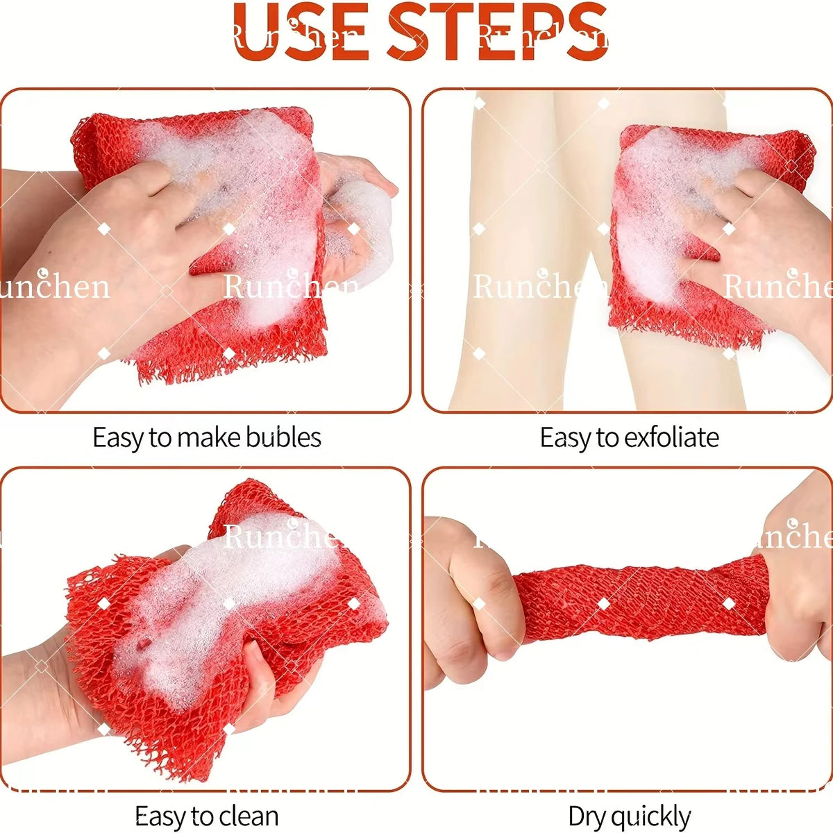 African Fish Net Body Sponge for Daily Shower Scrubbing, 15 Colors - image 3