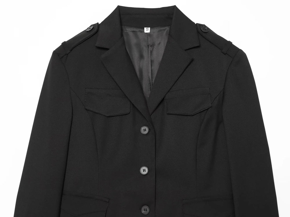 Loose-Fit V-Neck Collared Cropped Blazer for Autumn, XS–L - image 5
