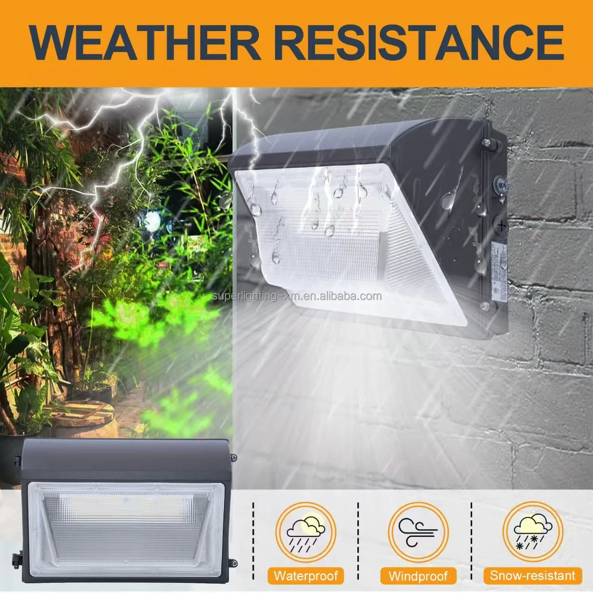 Outdoor LED Wall Lamp, IP65 Aluminum, 80W to 120W, Surface Mount - image 2