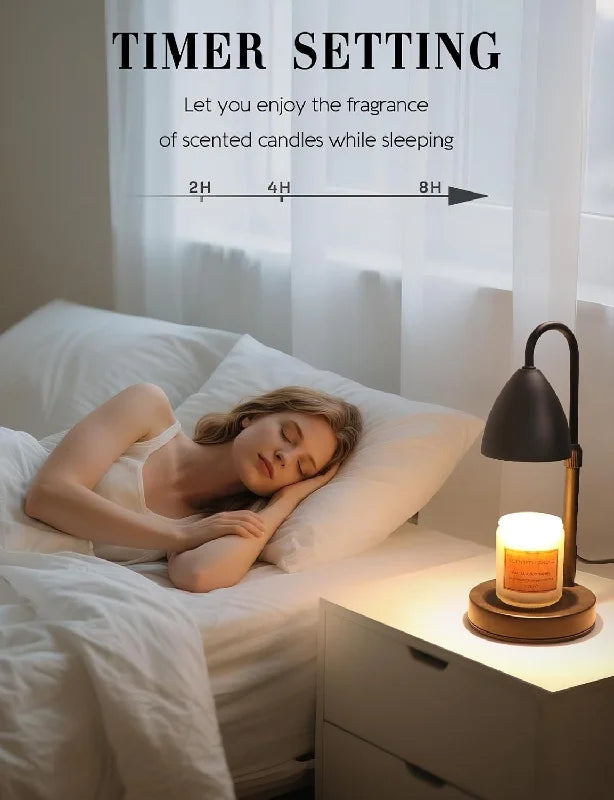 Height-Adjustable Metal and Wood Candle Warmer Lamp with Timer, Dimmer - image 4