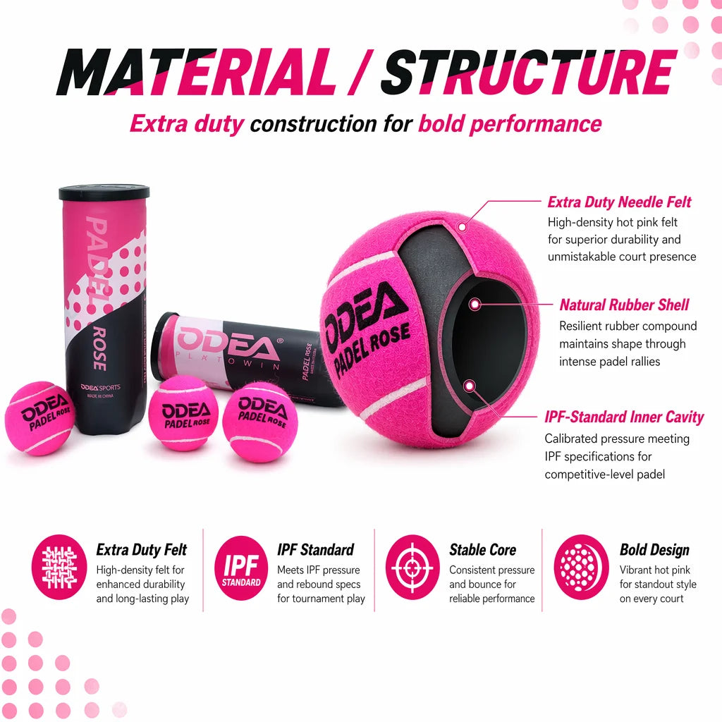 Pink Padel Ball with 45% Wool Over Rubber, 65 mm, Recreational Play - image 5