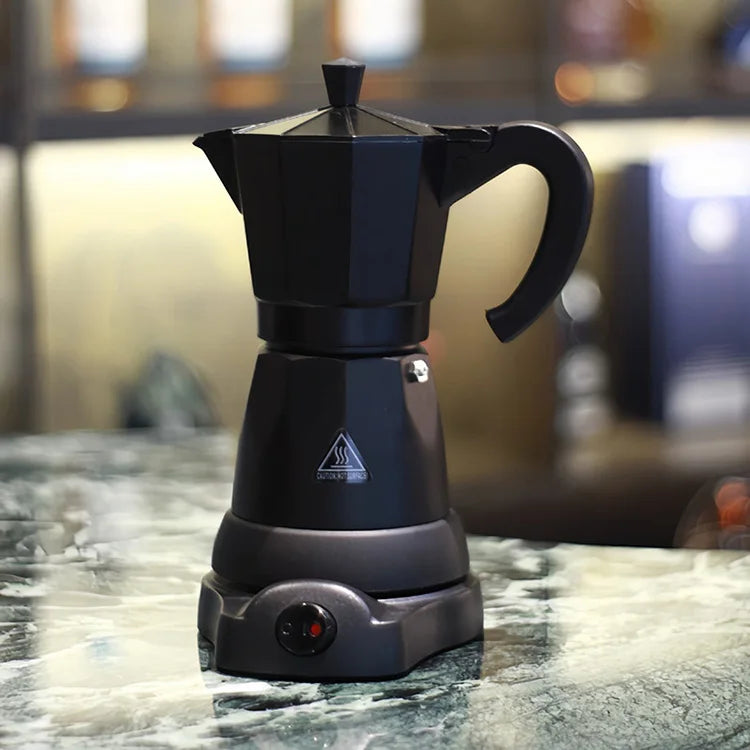 Espresso Electric Hand-pour Coffee Moka Pot - Food-Grade Aluminum 6-Cup Capacity Rich