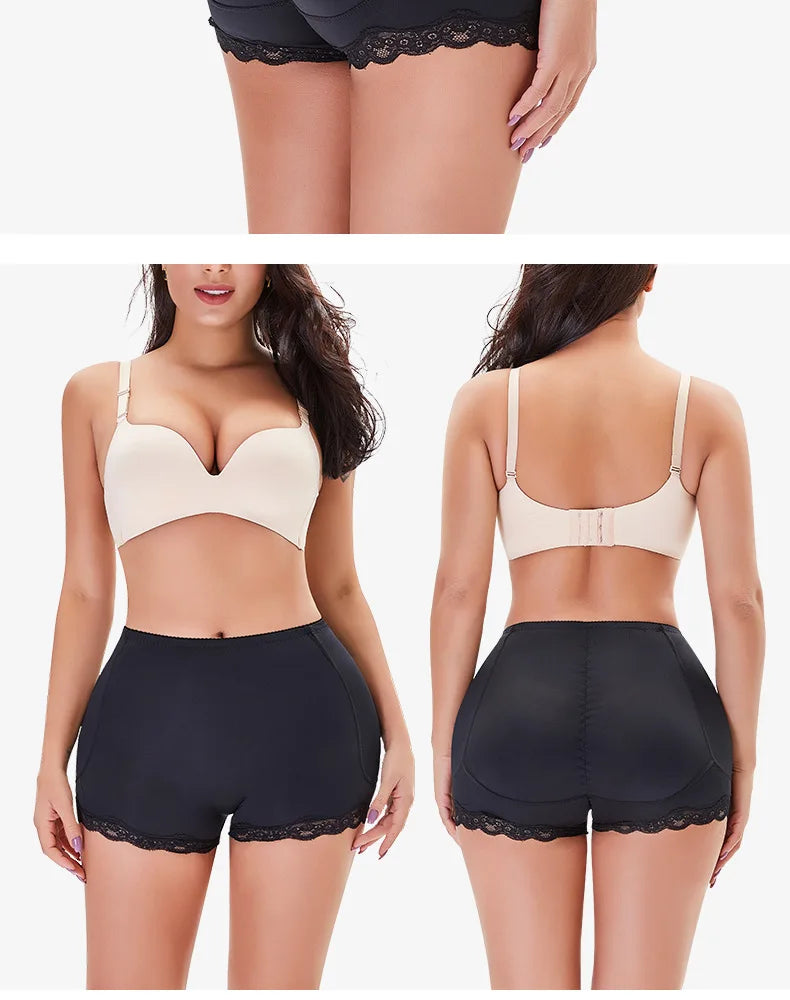 Removable Padded Lace Design Breathable Firm Control Hip and Buttocks Panties Butt Lifter