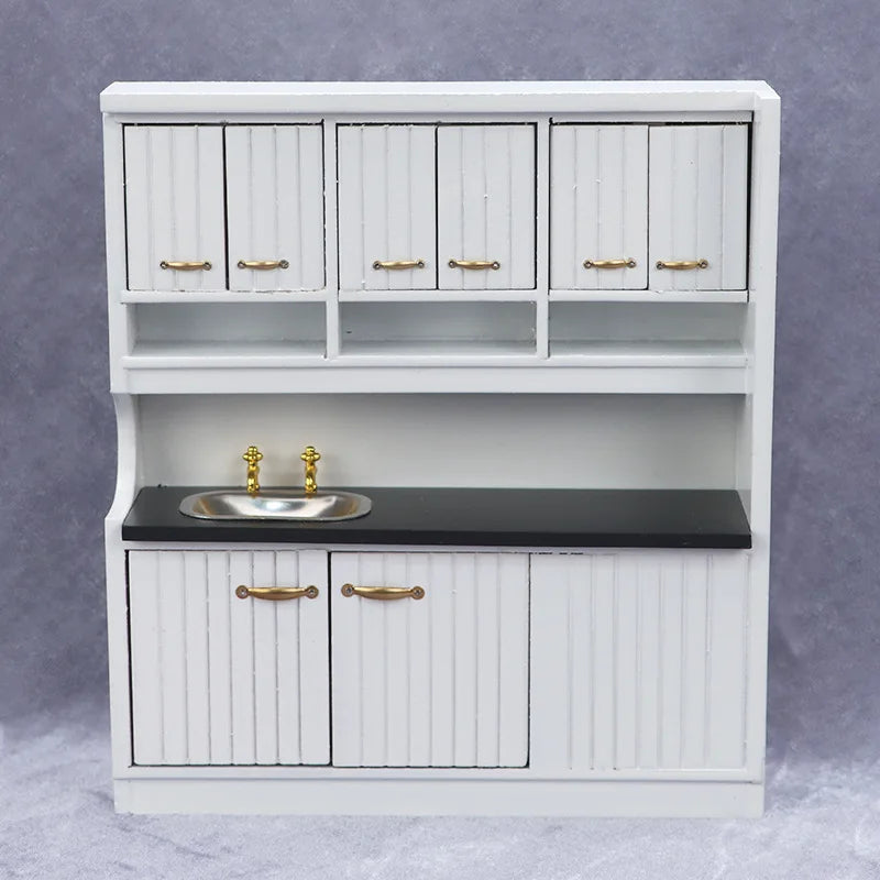 1/12 Scale Wooden Dollhouse Accessories Miniature Wooden Furniture Cabinet Dining Room
