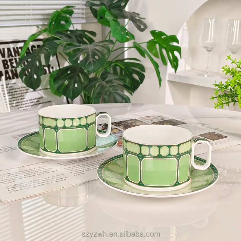 European Style Light Luxury Colored Coffee Cup Set for Home Banquets Dinners and Gift